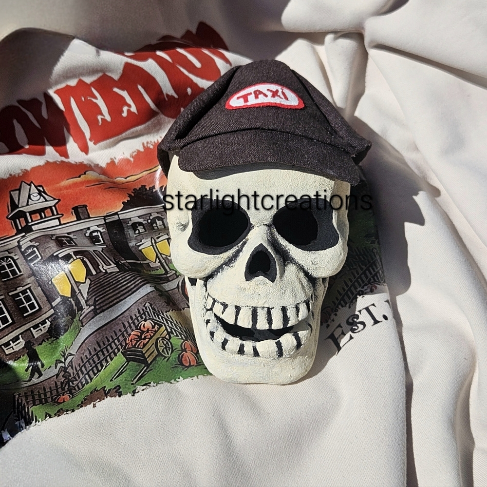 SOLD Benny the skeleton from Halloweentown unique decor statue head taxi hat